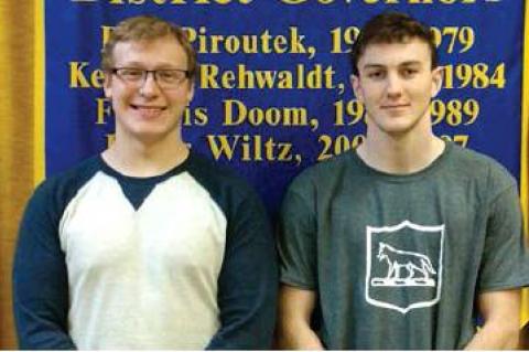 Seniors visiting Rotary from Wagner Community School are: Grant Namminga and Brayden Carda  . Courtesy Photos