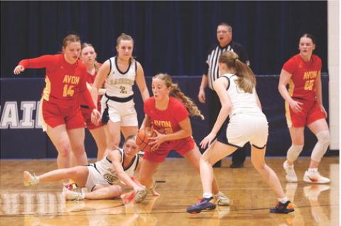 Brielle Voigt with 1 of her 3 steals on the night at Gayville. Photos by Barb Pechous