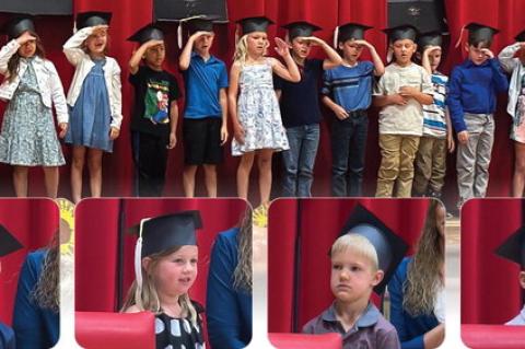 Avon put on an adorable ceremony for their annual Kindergarten Graduation Friday, May 16th. The class performed a poem and songs including It's A Beautiful Day, Count On Me, Thank You and ABC You Later. Each student introduced themselves and signed their 