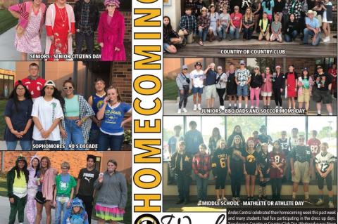 Andes Central celebrated their homecoming week this past week and many students had fun participating in the dress up days Tuesday was Country or Country Club Day, Wednesday was Neon 80's Day, Thursday was Class Dress Up Day and Friday was School Spirit Day Photos by Justus