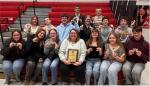 Drama club members are, back row from left: Hoyt Brandt and Jacob Sassaman; middle row: Jordyn Voigt, Beau Tolsma, Sean Schryvers, Jeaneah Ratzlaff, Jayden Petrik, and Brenson Ratzlaff; front row: Charli Paulsen, Anna Lupi, Bree Vanderlei, Director Lorett