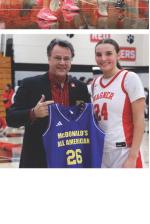 Ashlyn Koupal was presented with her McDonald's All-American jersey during Friday night's game. Photos by Barb Pechous
